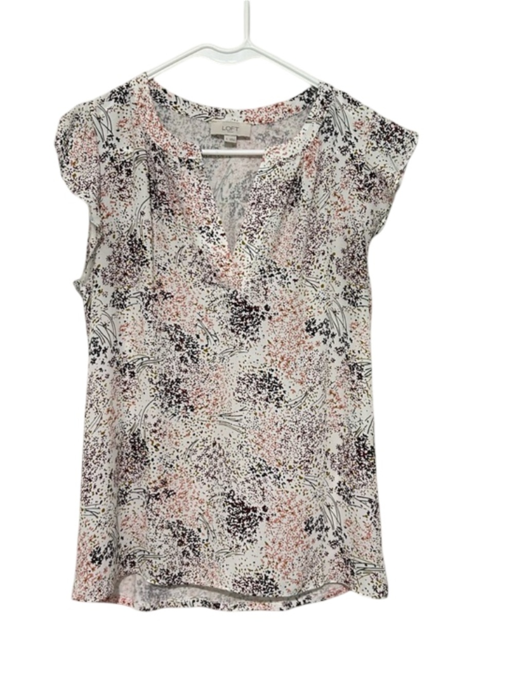 LOFT Small White Print Blouse